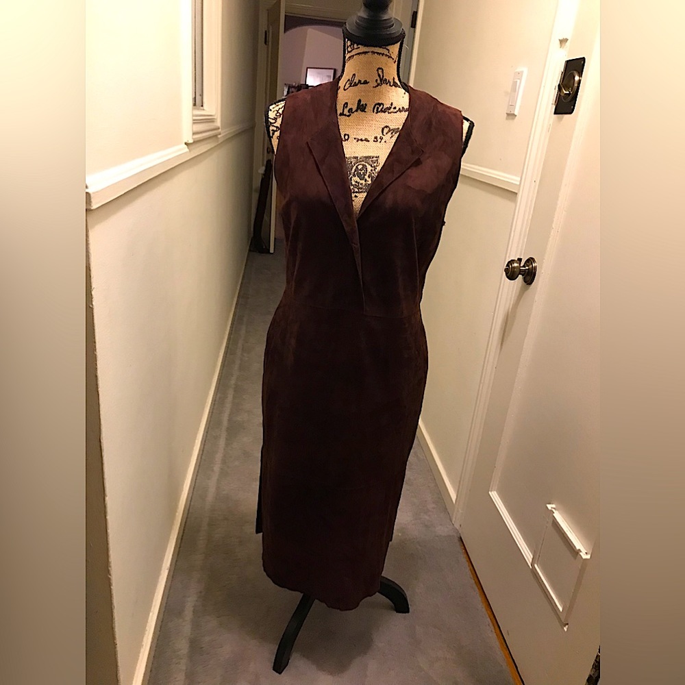 Vince Brown Suede Black Truffle Dress - 10 NWT